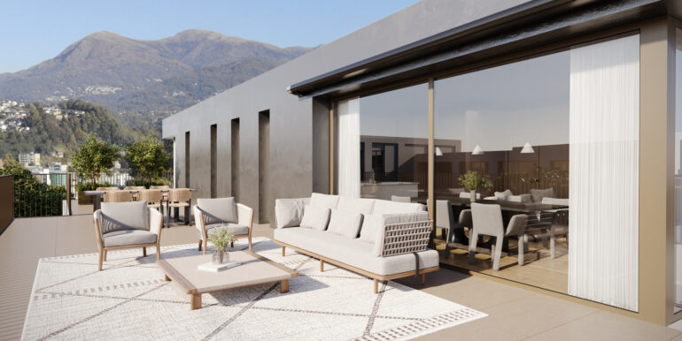 Terrazza attico_ Prospettiva inclinata